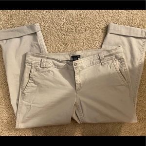 NY&Co Soft, Light Grey Chinos w/rolled cuff & light distressing, Sz. 14